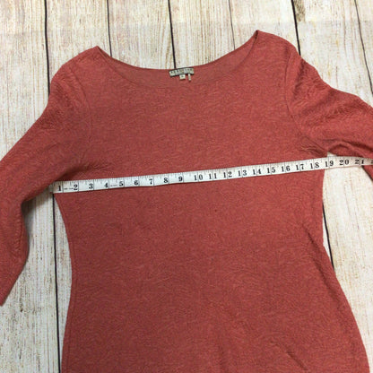 Peruvian Connection Salmon Orange Pink Patterned 100% Pima Cotton Top Size M