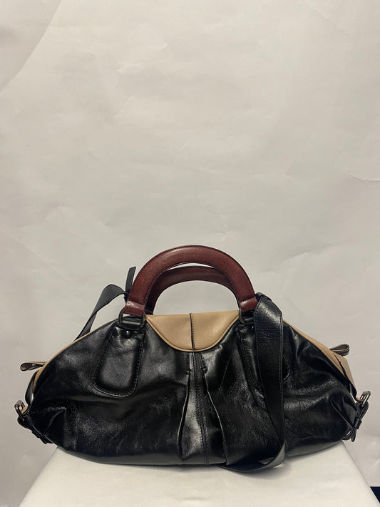 Costume National Black and Nude Leather Hand Bag