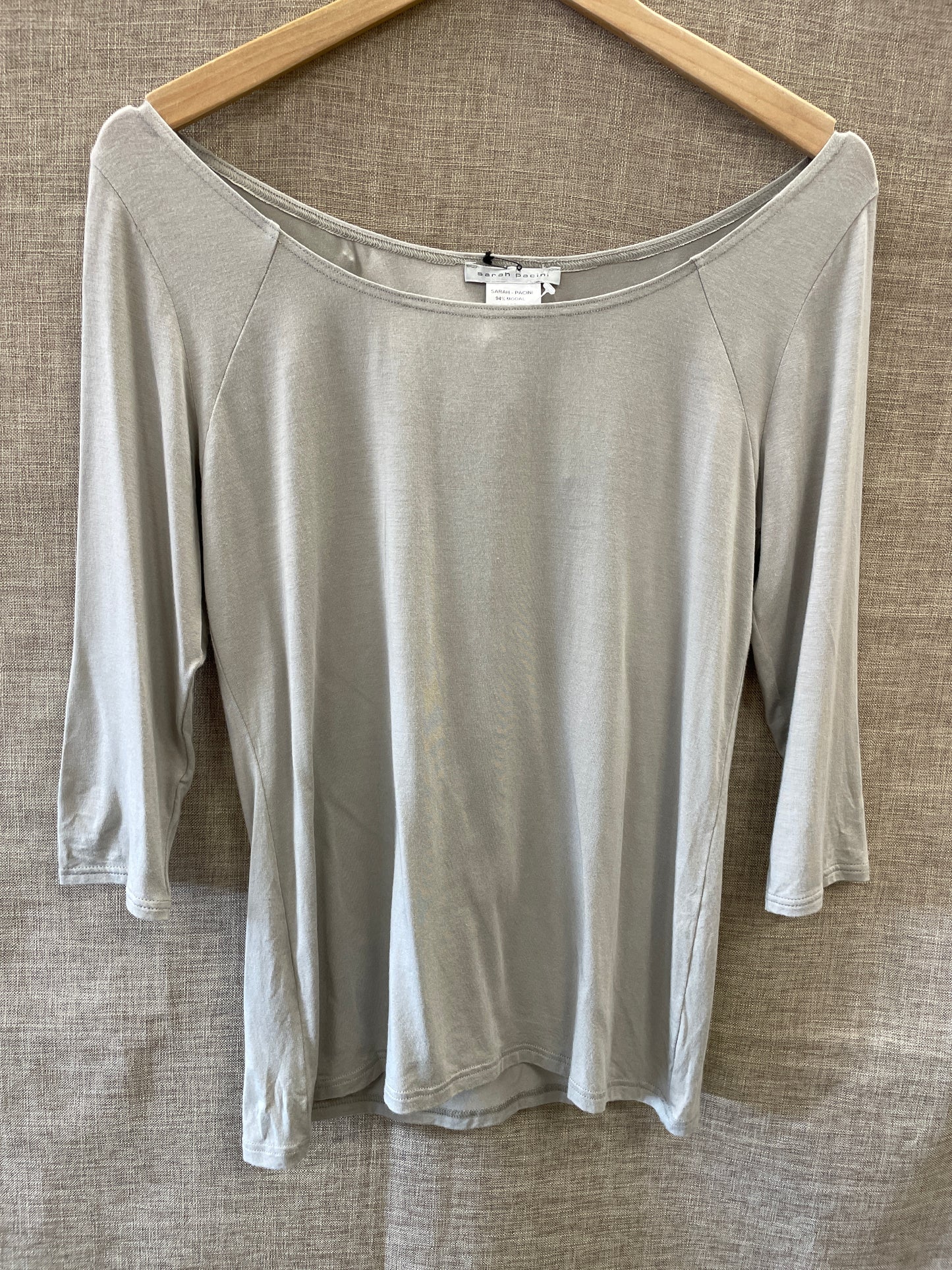 Sarah Pacini New with Tags Beige 3/4 Sleeve Scoop Neck T-Shirt Top Medium Large
