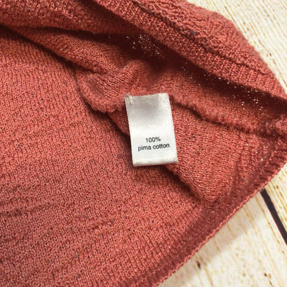 Peruvian Connection Salmon Orange Pink Patterned 100% Pima Cotton Top Size M