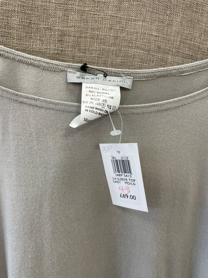 Sarah Pacini New with Tags Beige 3/4 Sleeve Scoop Neck T-Shirt Top Medium Large