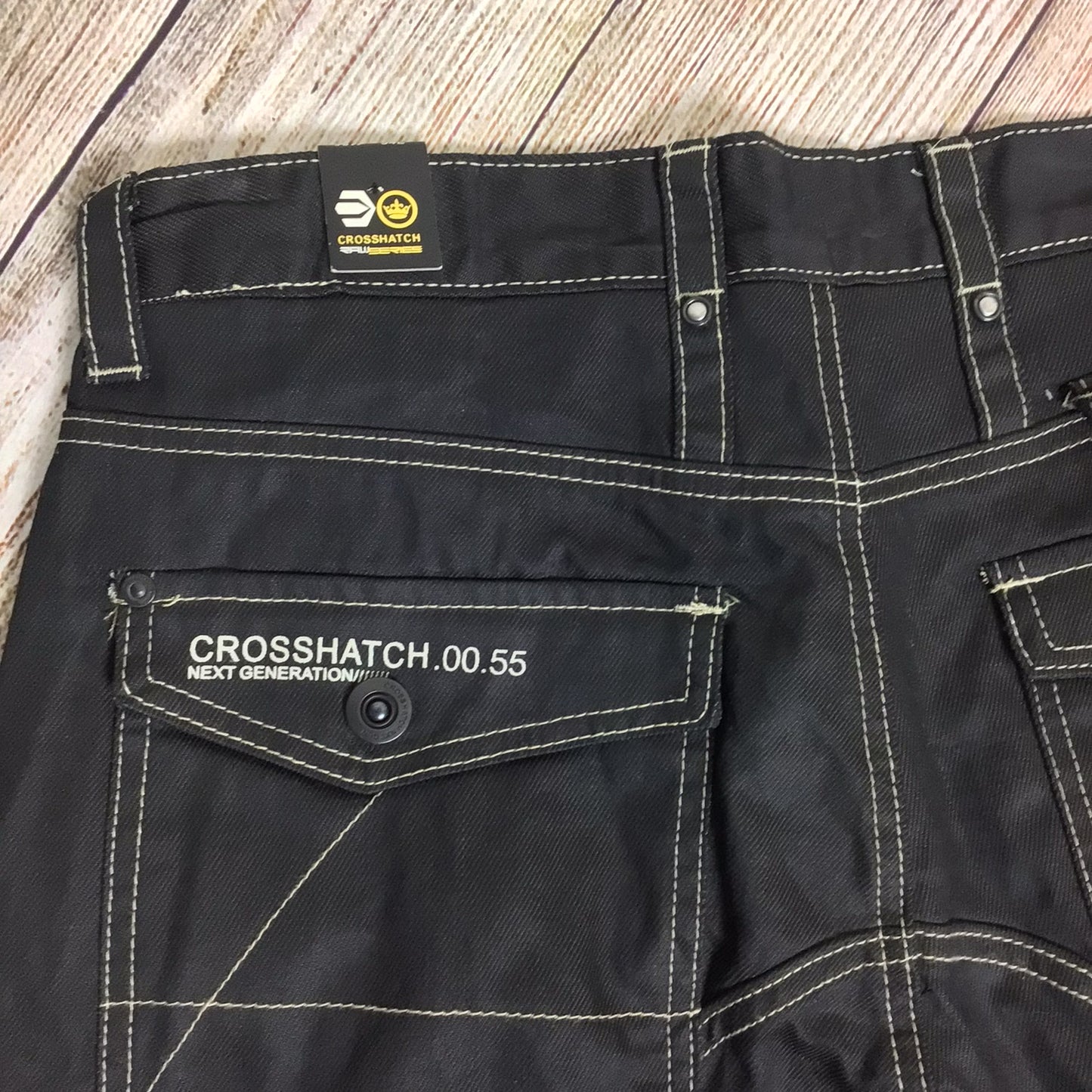 BNWT Crosshatch Black 100% Cotton Combat Trousers Size W36 L34