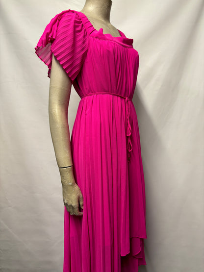 Ted Baker Pink Pleated Off-Shoulders Dress Small