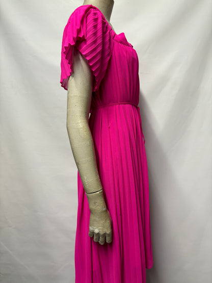 Ted Baker Pink Pleated Off-Shoulders Dress Small