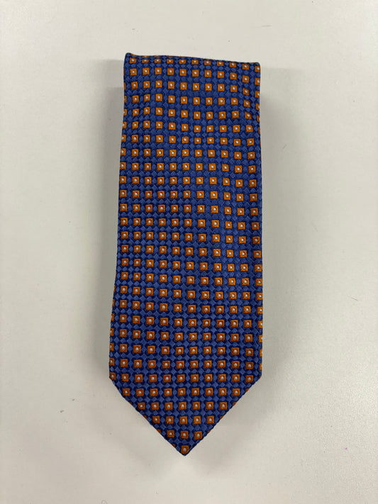 Ermenegildo Zegna Blue and Orange Silk Woven Tie