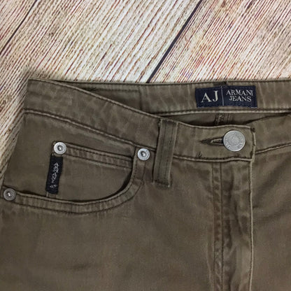 Armani Jeans Olive Green/Brown Trousers 98% Cotton Size 27