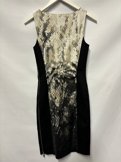 Karen Millen Black and Beige Snake Midi Dress Size 10