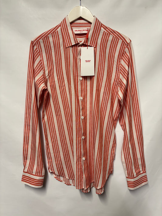 Orlebar Rescue Red and White Cotton Button Up Shirt Small BNWT