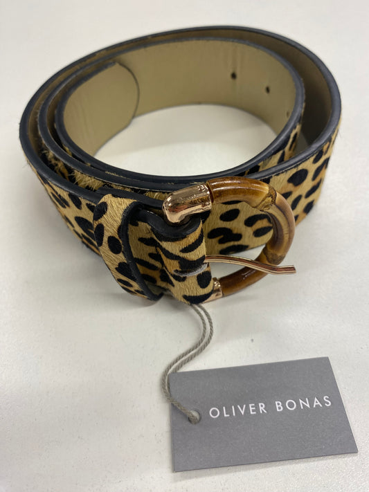 Oliver Bonas Leopard Print Leather Waist Belt with Bamboo Buckle Small BNWT