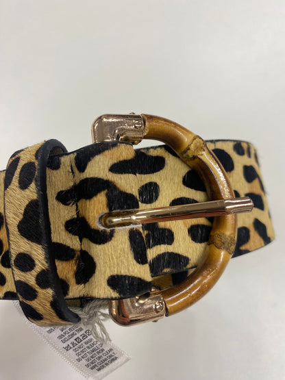 Oliver Bonas Leopard Print Leather Waist Belt with Bamboo Buckle Small BNWT