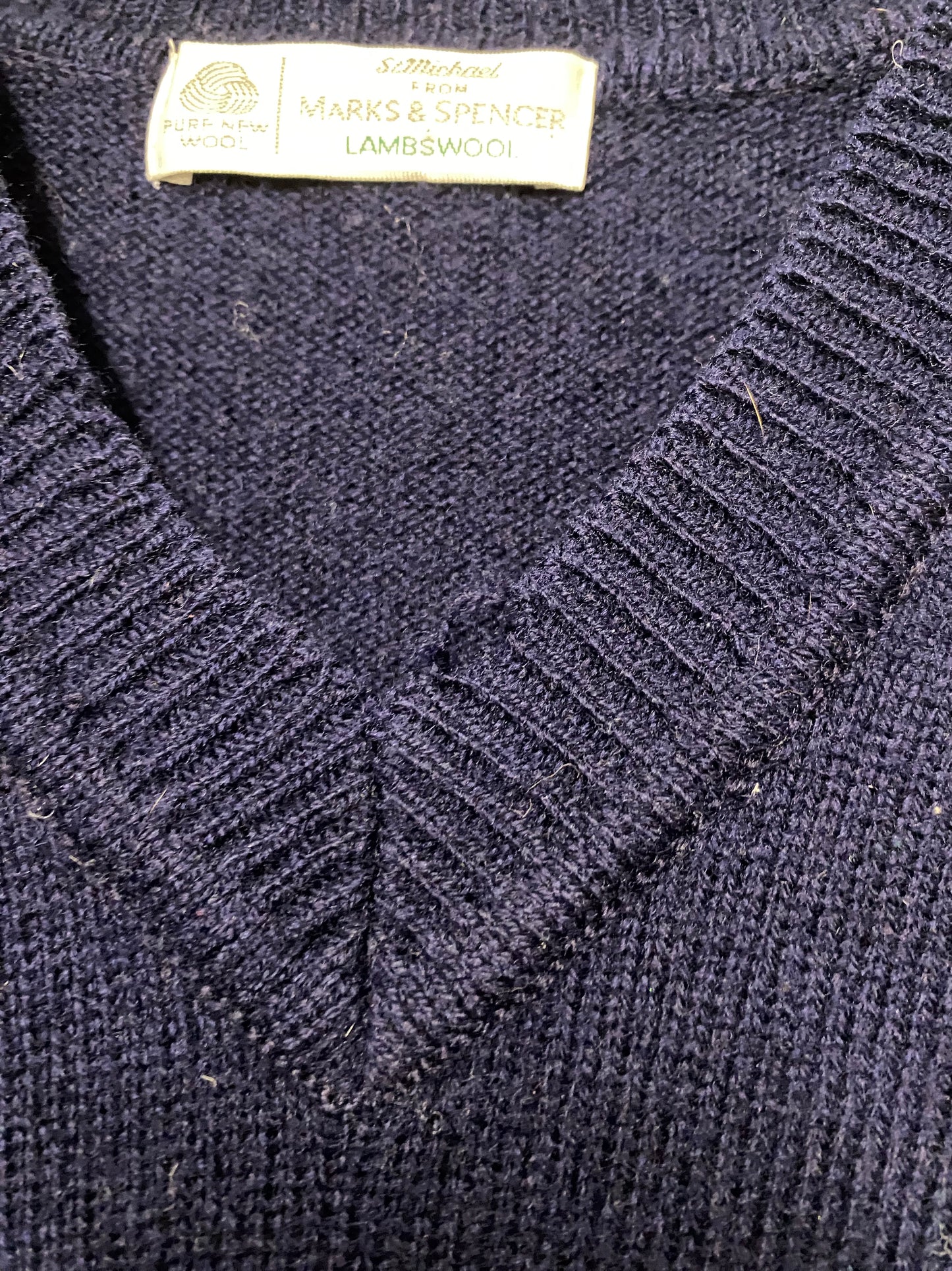 Vintage St Michael Blue Lambswool Sweater Vest Small