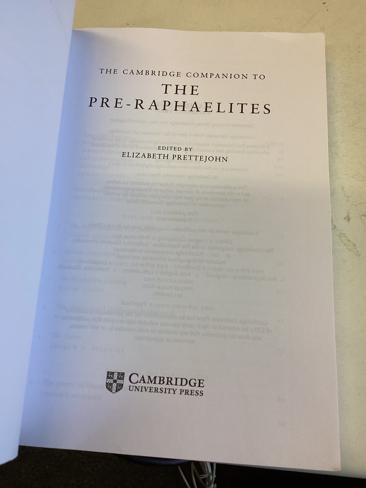 The Cambridge Companion to The Pre-Raphaelites Edited By Elizabeth Prettejohn