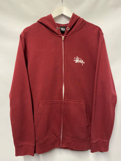 Stussy Burgundy Graphic Zipped Hoodie Medium