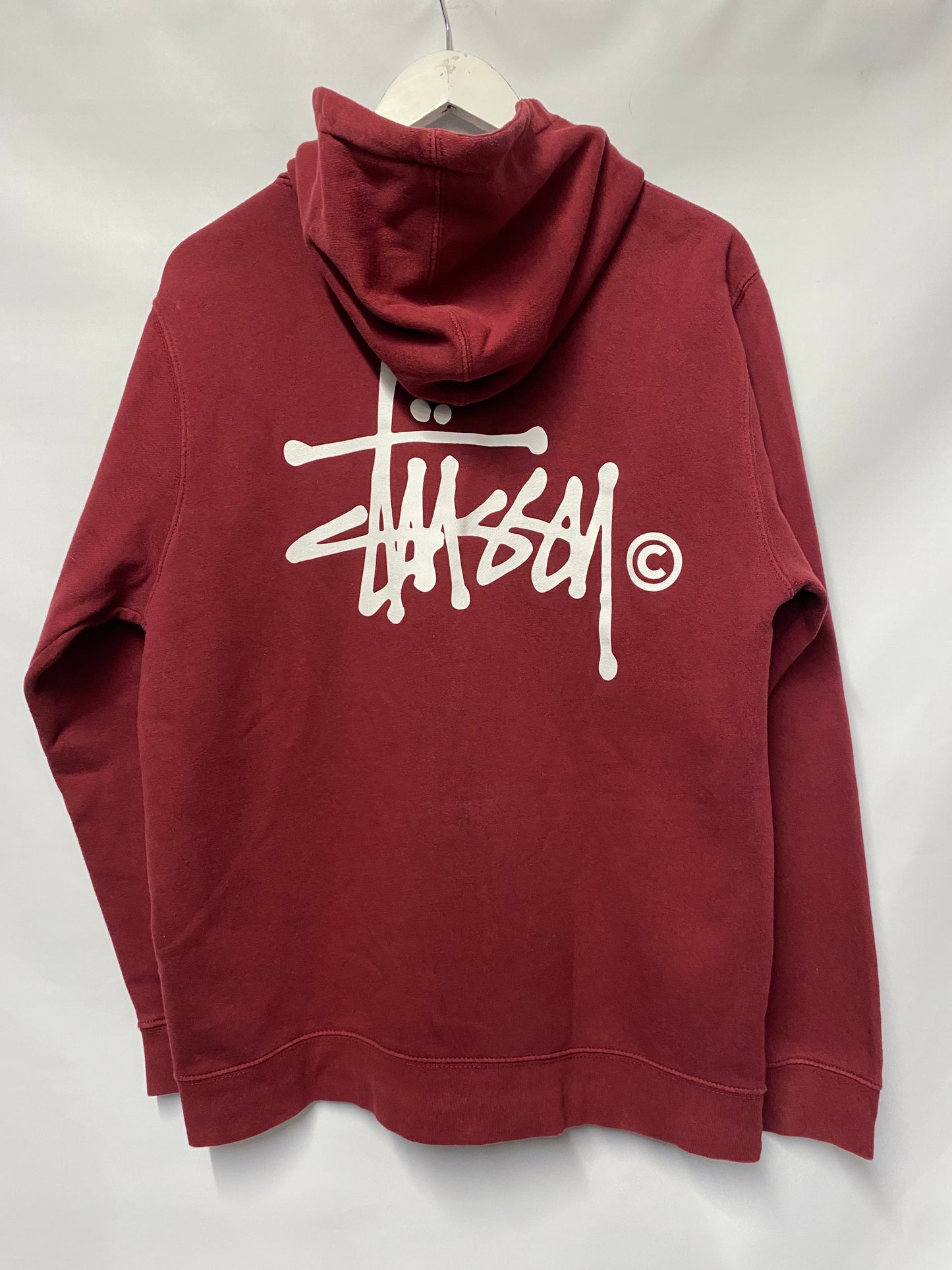 Stussy Burgundy Graphic Zipped Hoodie Medium