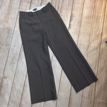 Mexx Brown Striped Wool Blend Trousers Size 8