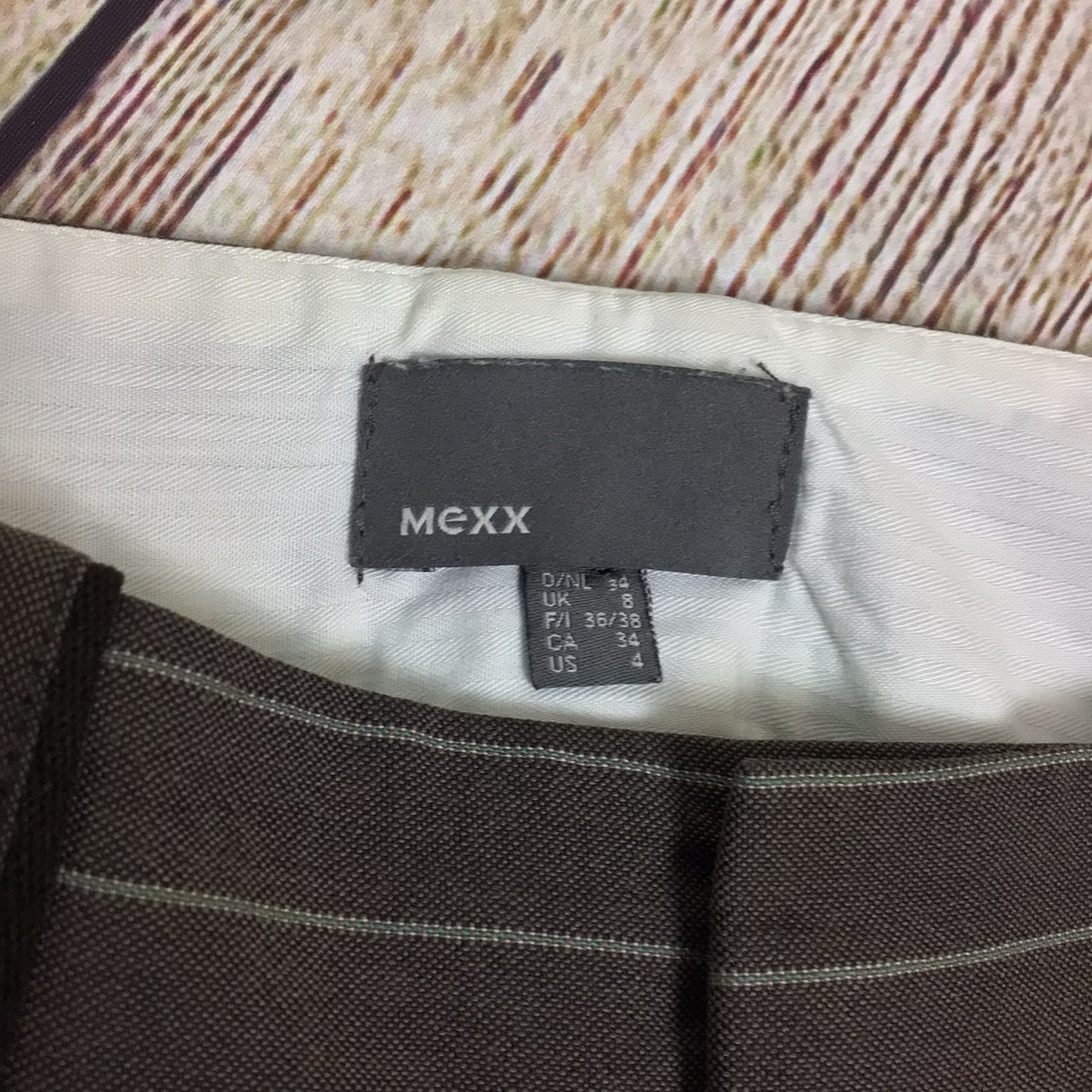 Mexx Brown Striped Wool Blend Trousers Size 8