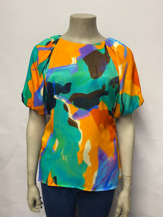 Warehouse Multi Coloured Abstract Paint Blouse 10