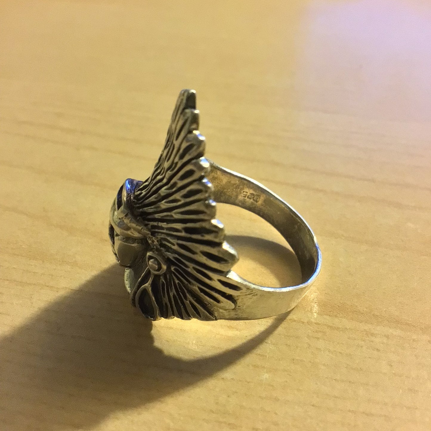 Indian Head Chief Ring, 925 Sterling Silver, Size 11.5 (21mm approx.)