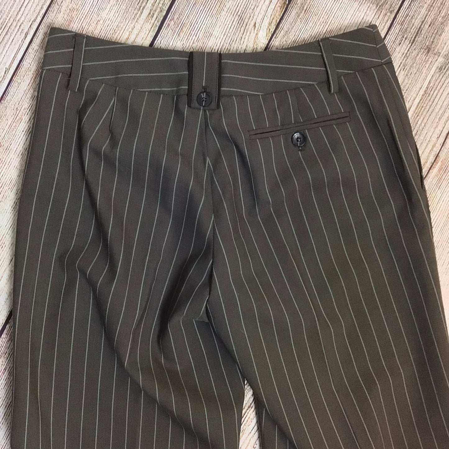 Mexx Brown Striped Wool Blend Trousers Size 8