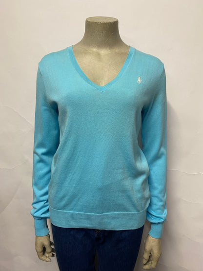 Ralph Lauren Sport Blue Cotton Sweater Medium