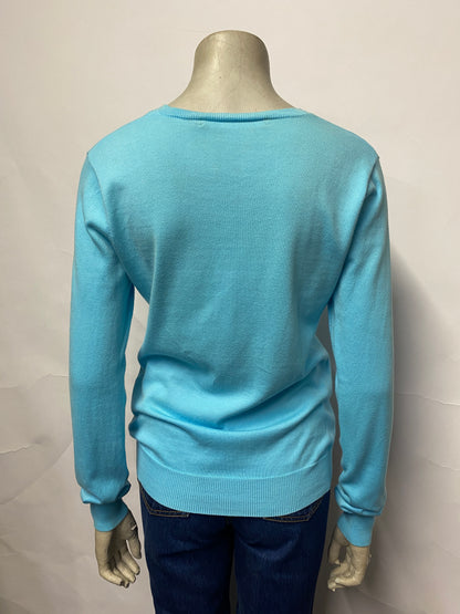 Ralph Lauren Sport Blue Cotton Sweater Medium