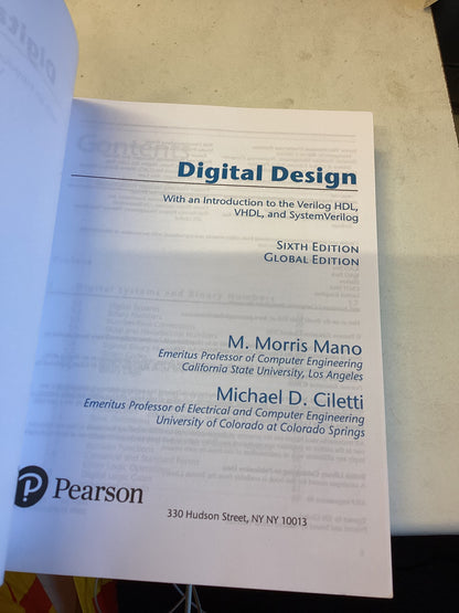 Digital Design With An Introduction to The Verilog HDL,VHDL, and System Verilog Global edition Sixth Edition