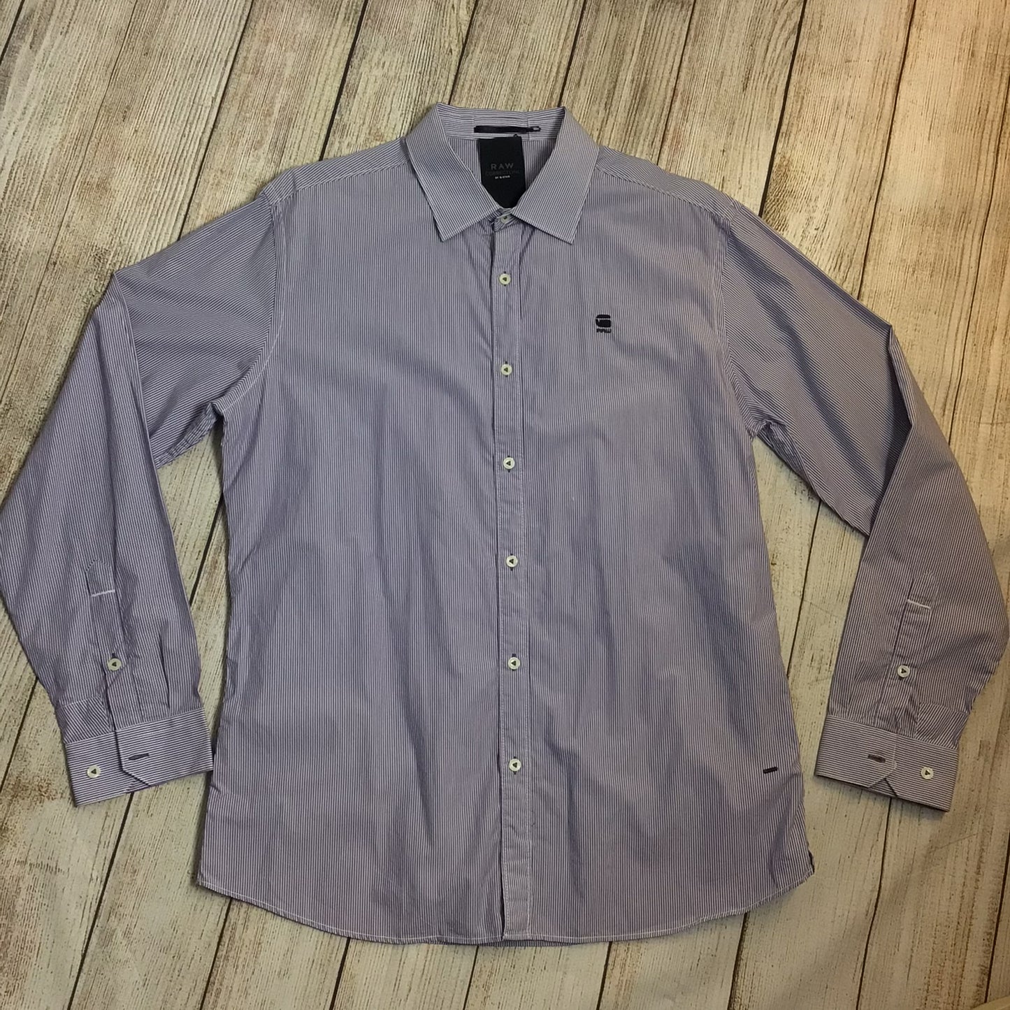 G-Star Raw Correctline Purple & White Striped Shirt 100% Cotton Size XXL