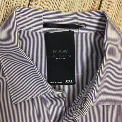 G-Star Raw Correctline Purple & White Striped Shirt 100% Cotton Size XXL