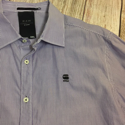 G-Star Raw Correctline Purple & White Striped Shirt 100% Cotton Size XXL