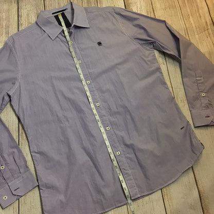 G-Star Raw Correctline Purple & White Striped Shirt 100% Cotton Size XXL