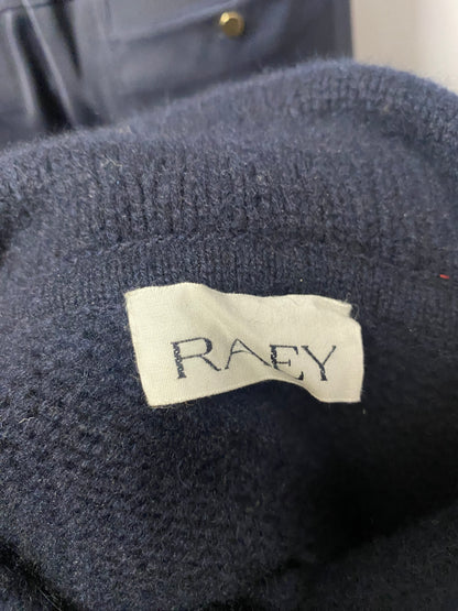 RAEY Dark Navy Knitted Cashmere Hoodie Medium