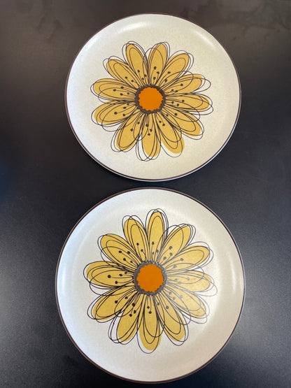 Midwinter Stonehenge Flowersong Sunflower Sandwich Breakfast Dessert Plates Set of 2