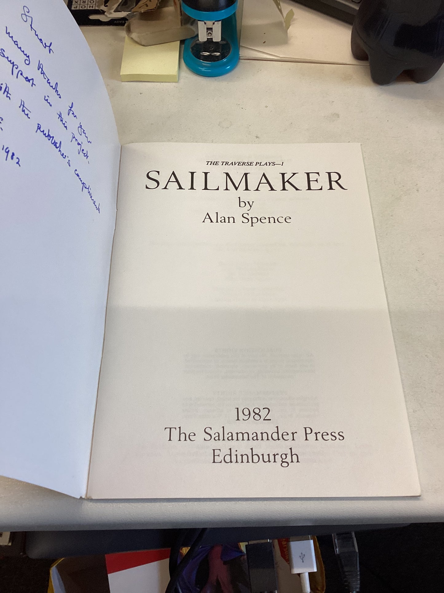 Sailmaker By Alan Spence First Edition 1982 The Salamander Press