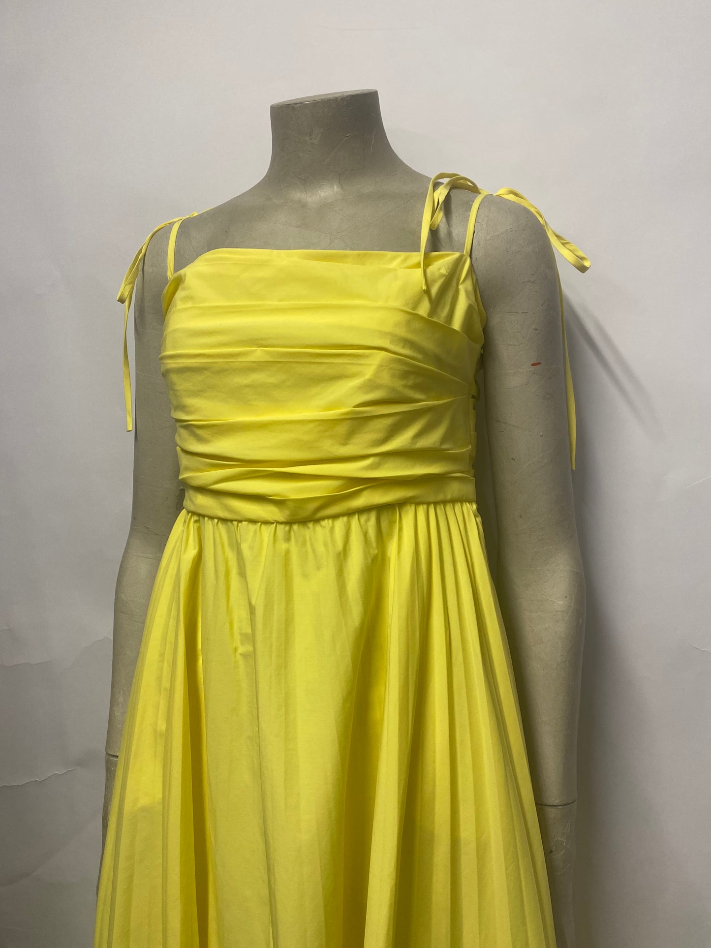 Jonathon Simkhai Lemon Yellow Pleated Spaghetti Strap Dress 8 BNWT