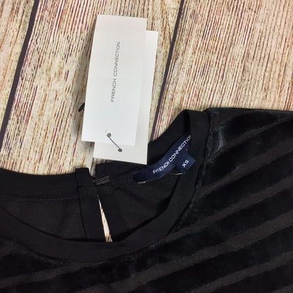 BNWT French Connection Black Striped Velvet Dress RRP £65 Size XS