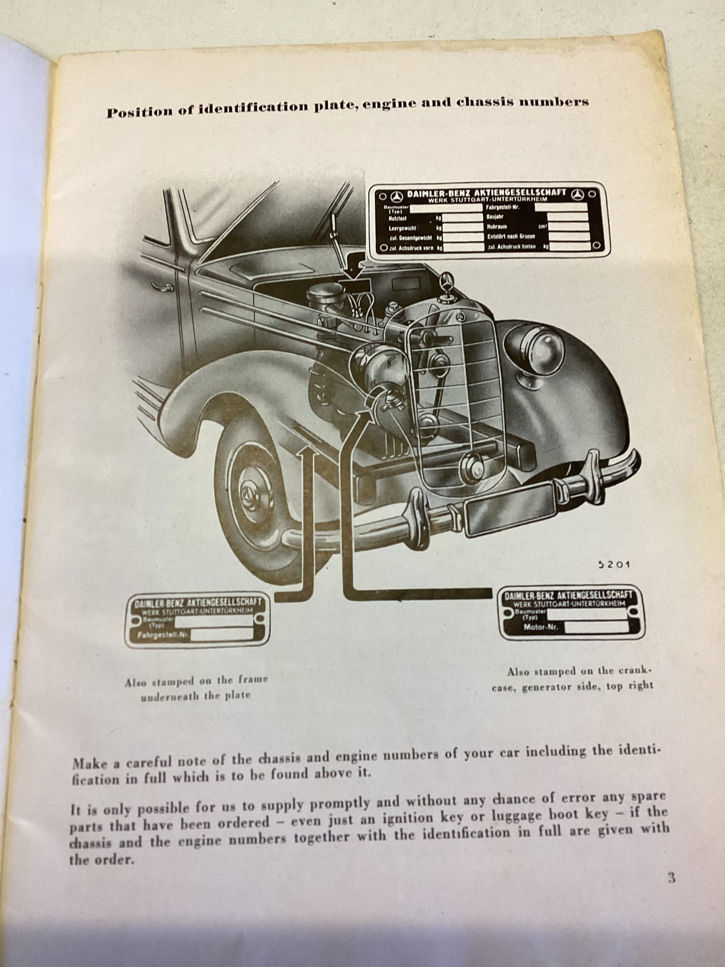 Mercedes Benz Type 170 SB Introduction Manual Edition A