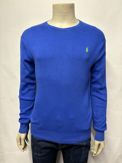 Ralph Lauren Polo Blue Pima Cotton Slim Fit Crew Neck Jumper Small