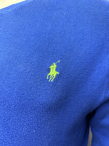 Ralph Lauren Polo Blue Pima Cotton Slim Fit Crew Neck Jumper Small