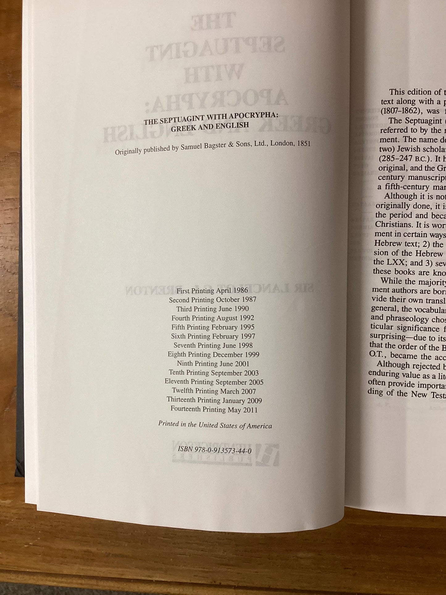 Septuagint with Apocrypha Greek and English, Brenton, 2011, Hardcover