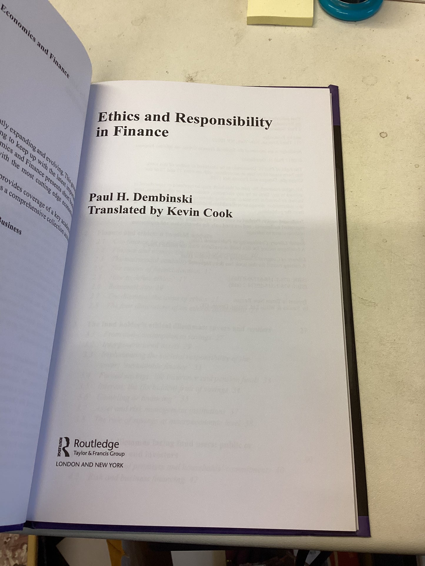 Ethics and Responsibility in Finance Paul H Dembinski