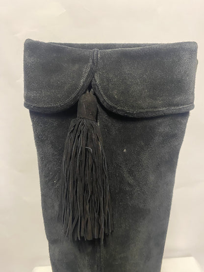 Yves Saint Laurent Vintage Black Suede Boots with Tassel 4