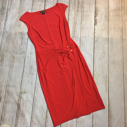 Lauren Ralph Lauren Red Boat Neck Dress w/Ring Detail Size S (4 on label)