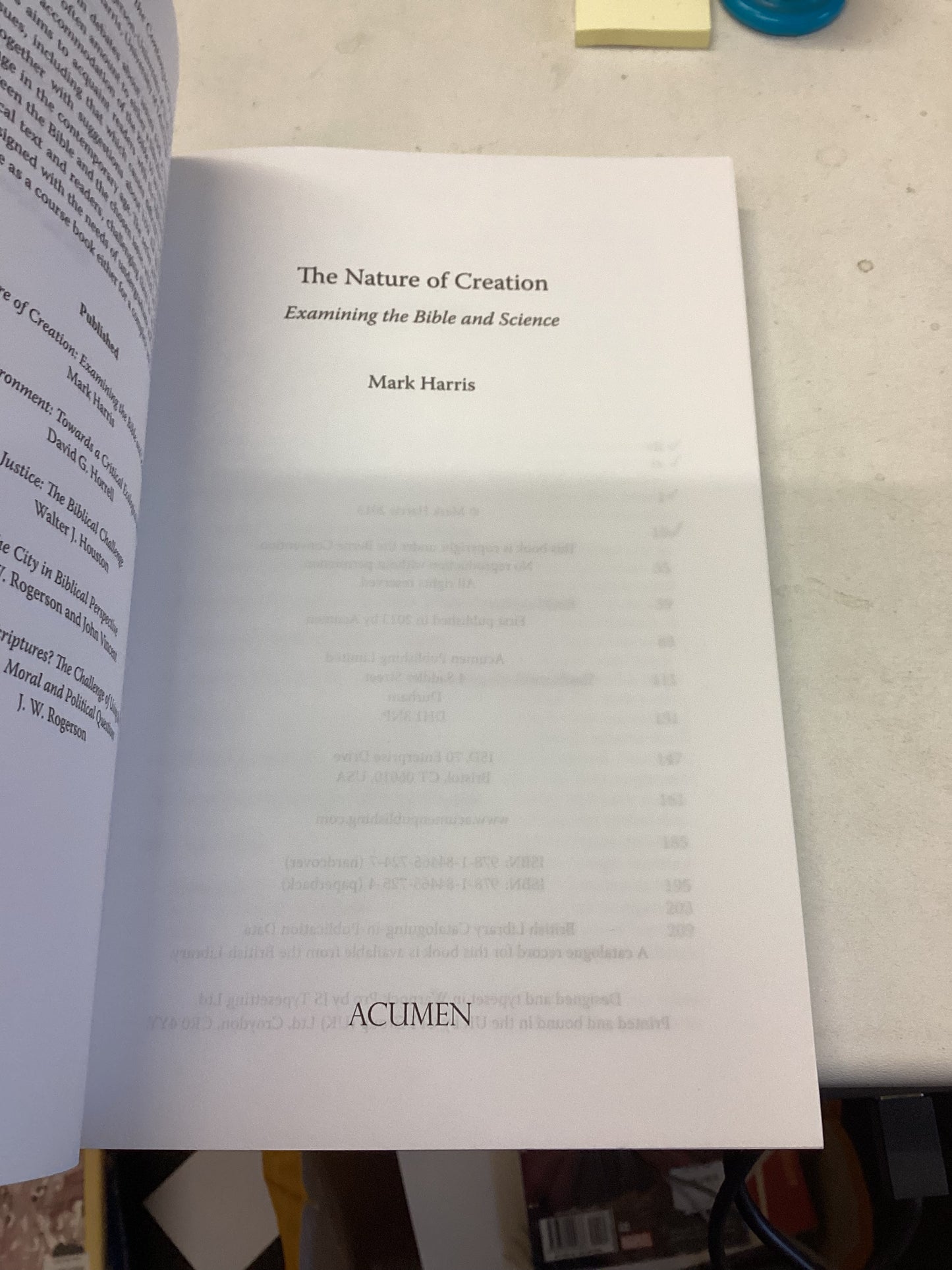 The Nature of Creation Examining The Bible and Science Mark Harris