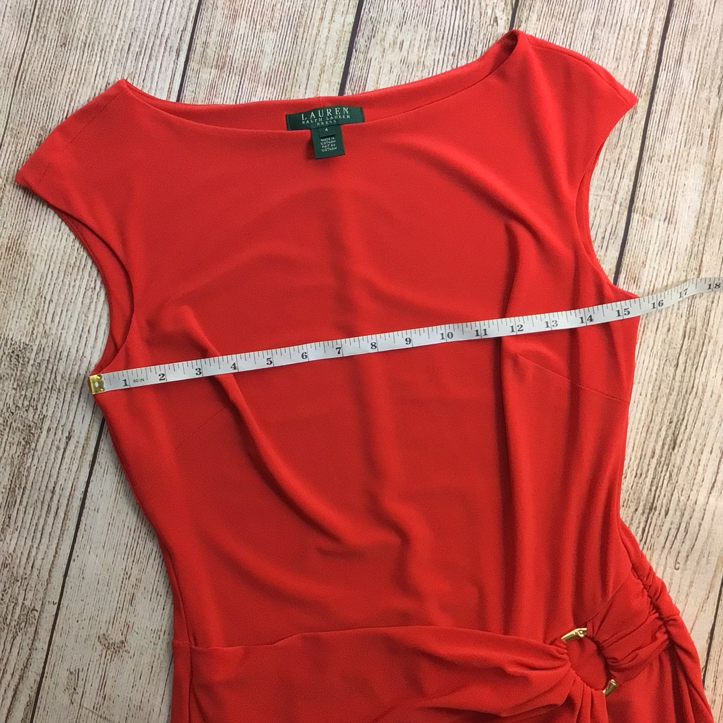 Lauren Ralph Lauren Red Boat Neck Dress w/Ring Detail Size S (4 on label)