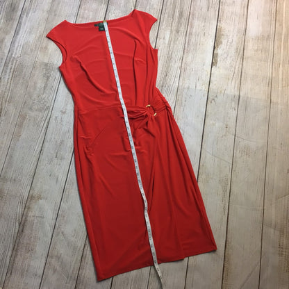 Lauren Ralph Lauren Red Boat Neck Dress w/Ring Detail Size S (4 on label)