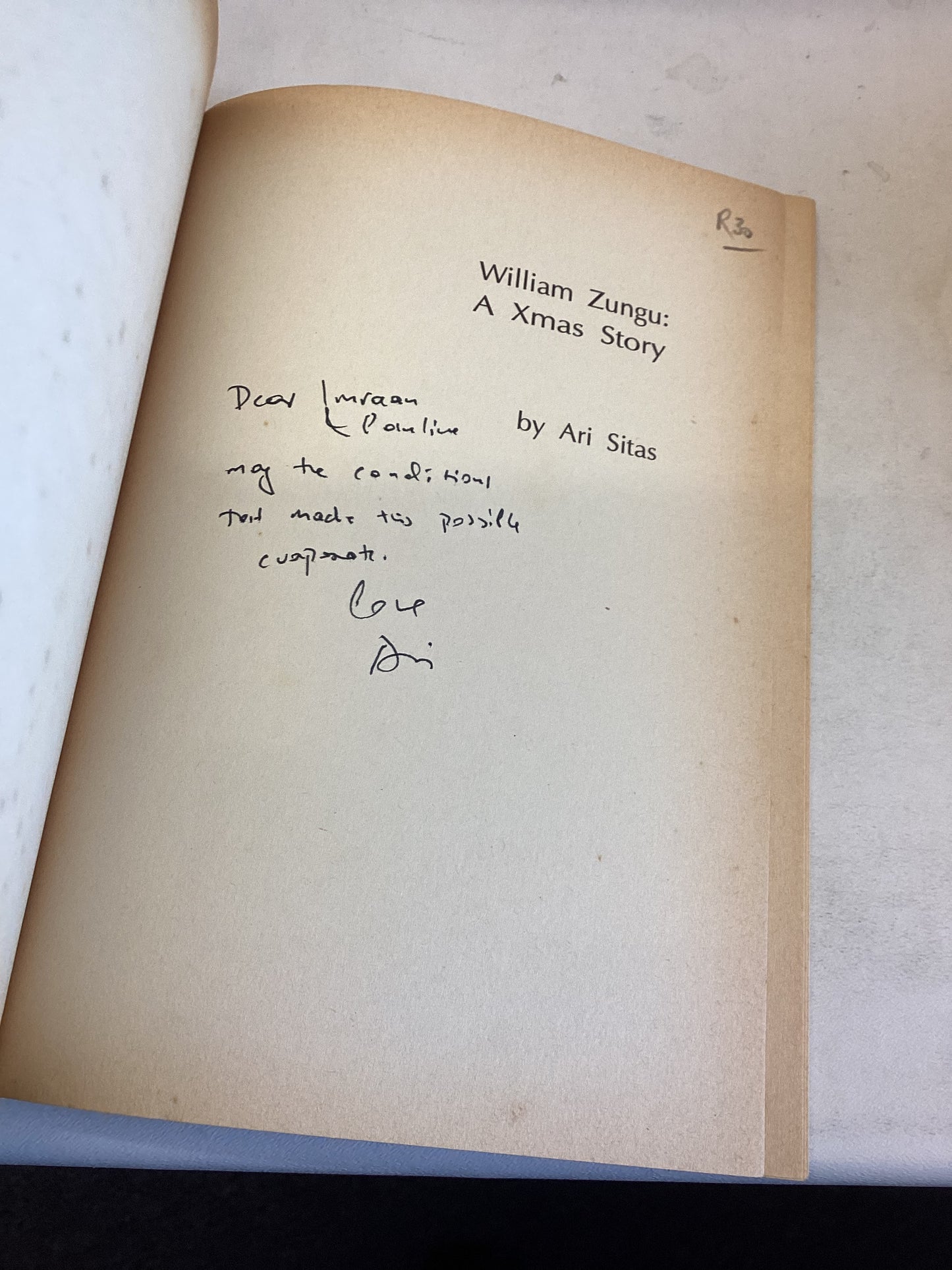 William Zungu : A Xmas Story Signed By Ari Sitas