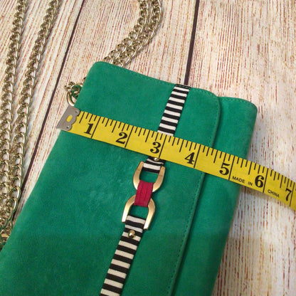 Russell & Bromley Green & Pink Chain Leather Clutch Bag w/Dustbag