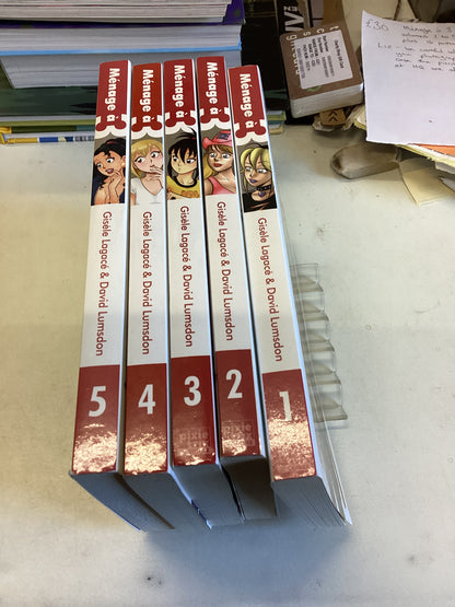 Menage 1,2,3,4,5 and 16 Postcards Gisele Lagace & David Lumsden