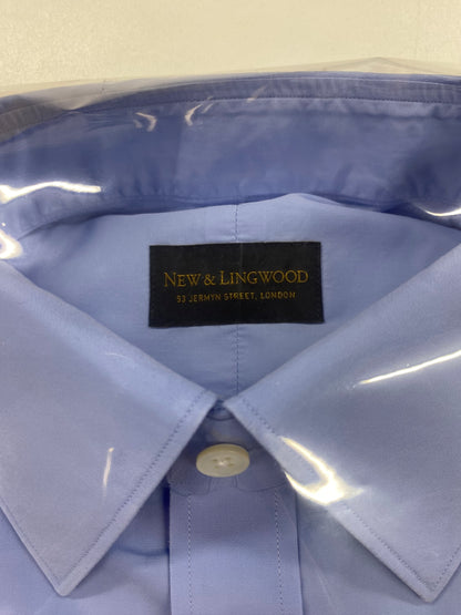 New & Lingwood Blue Cotton Long Sleeved Dress Shirt Ch 44", Collar 16" NEW