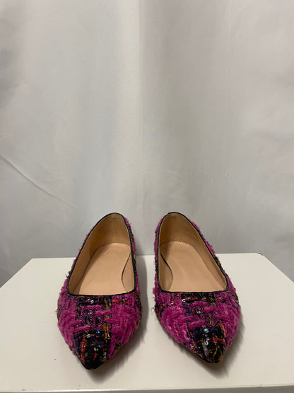 J Crew Pink Tweed and Sequin Pointed Flats 9.5